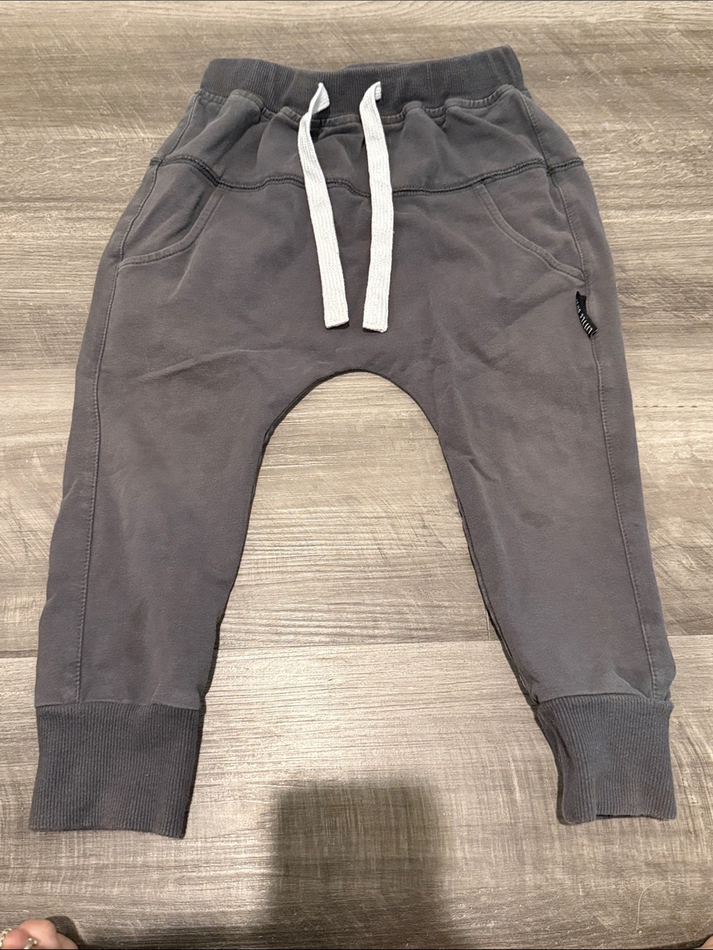 Little Bipsy Charcoal Jogger Pants with White Drawstring